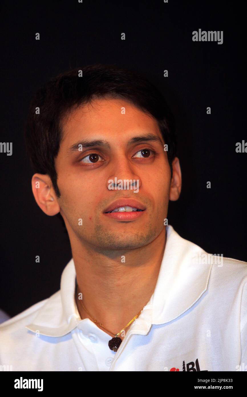 Le joueur de badminton P Kashyap au lancement de la Ligue indienne de badminton à Mumbai, Inde sur 19 novembre 2012 Banque D'Images
