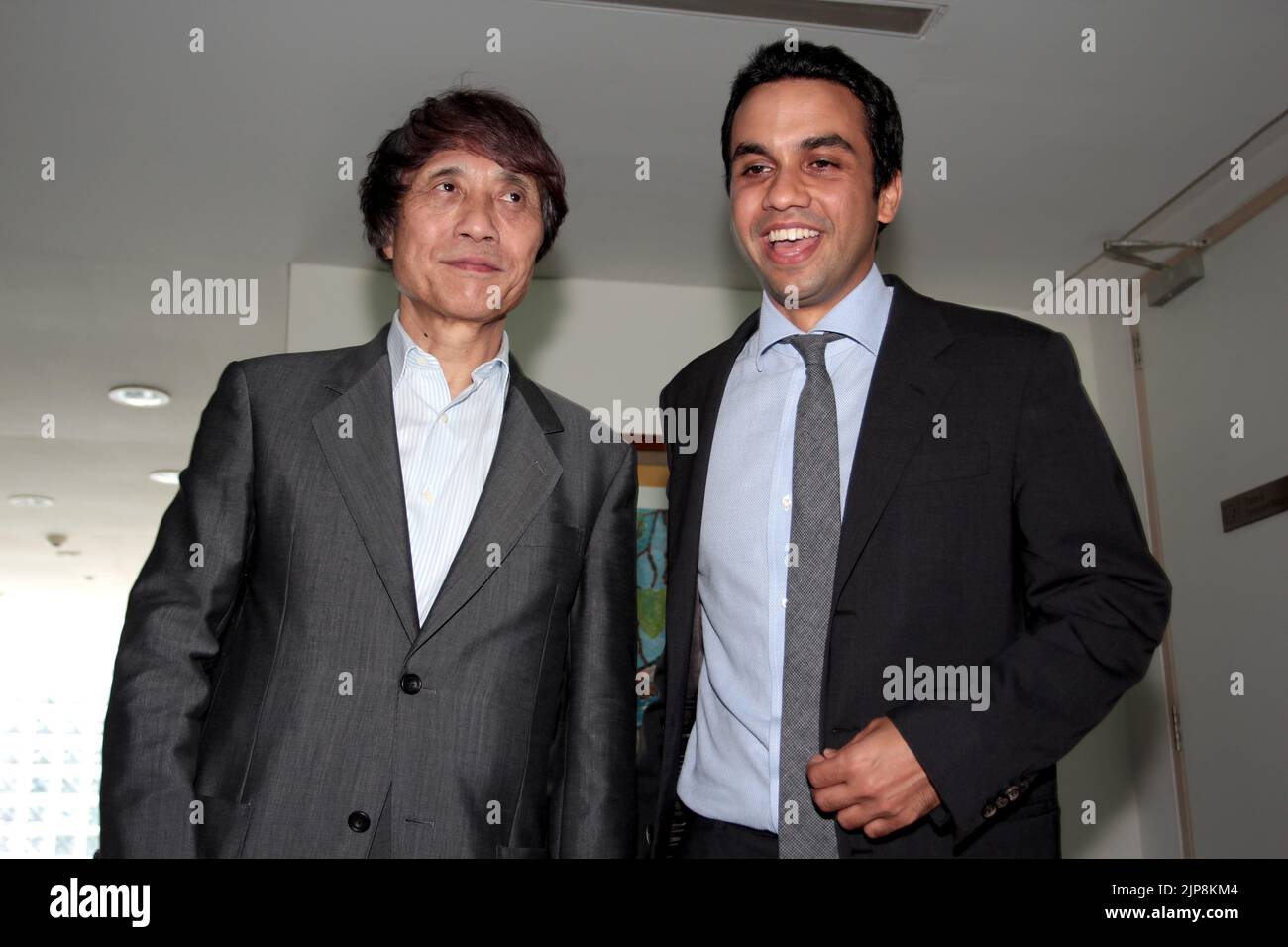 Tadao Ando architecte japonais et Pirojsha Godrej, PDG et directeur général de Godrej Properties à Mumbai, Inde Banque D'Images