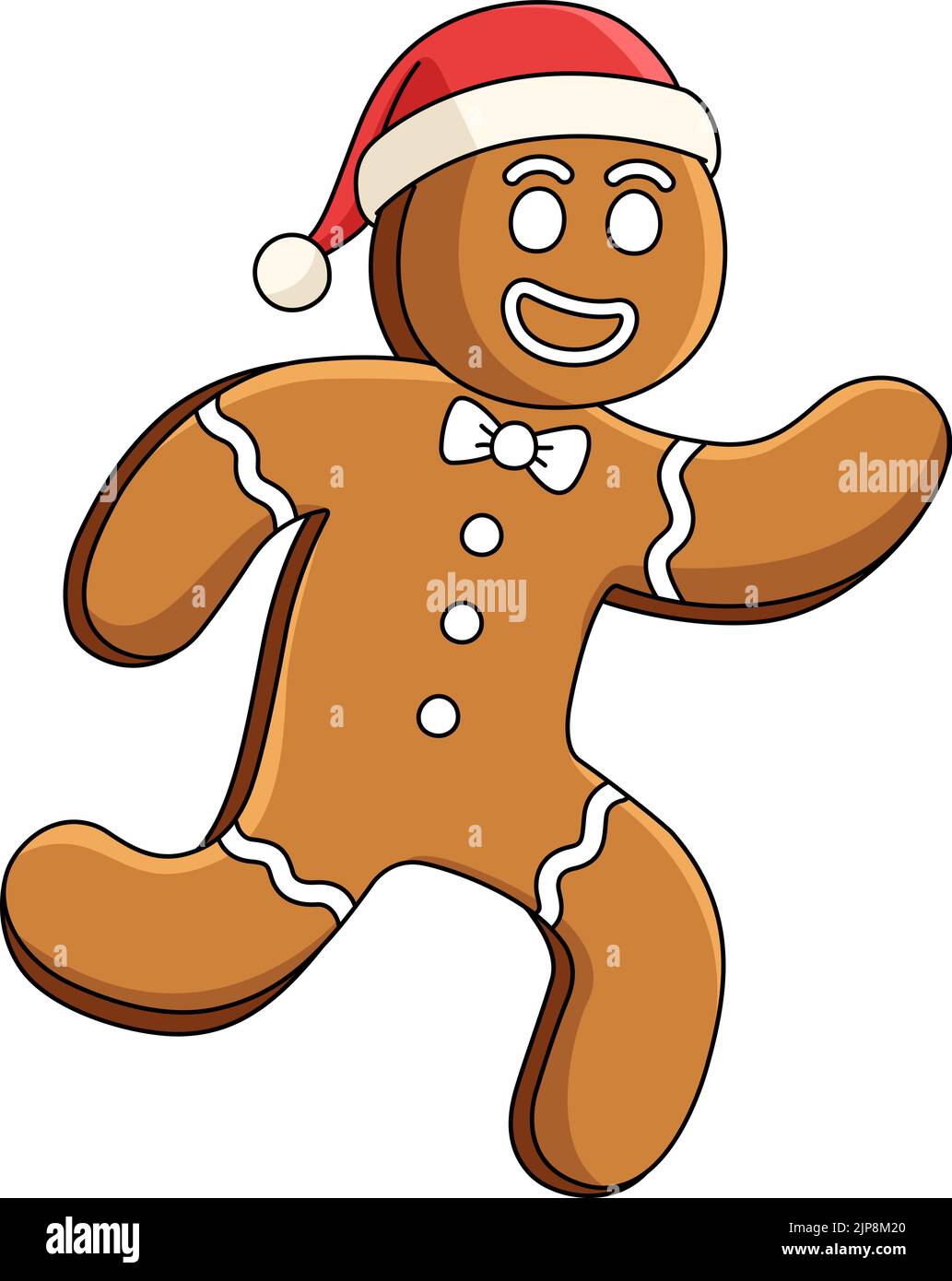 Noël Ginger Bread Man dessin animé couleur Clipart Illustration de Vecteur