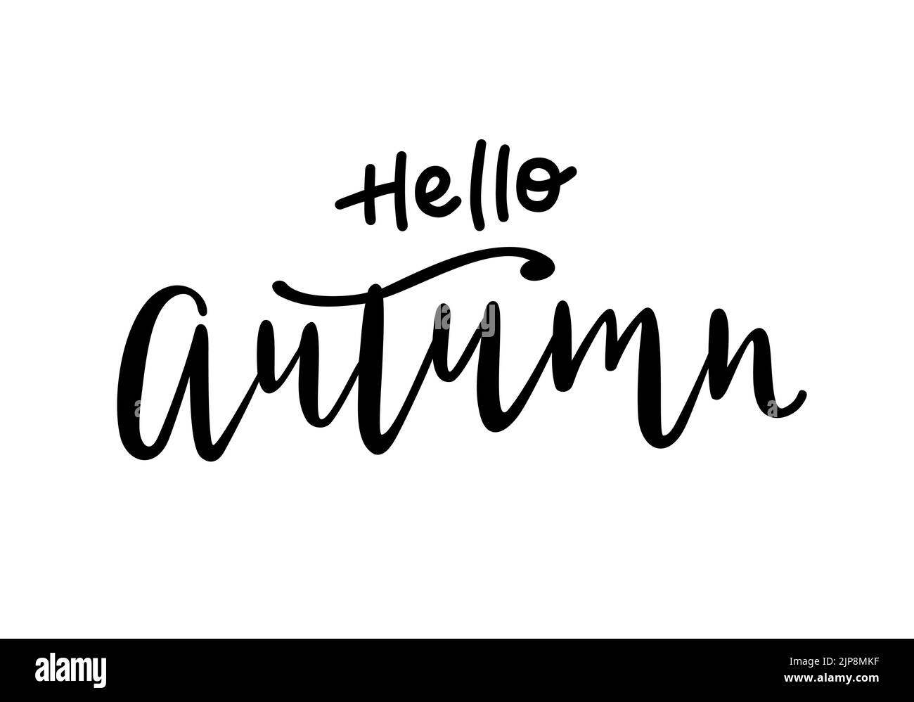 Bonjour automne calligraphie vectorielle dessinée à la main. Message d'accueil saisonnier, expression pour cartes ou imprimés. Illustration de Vecteur