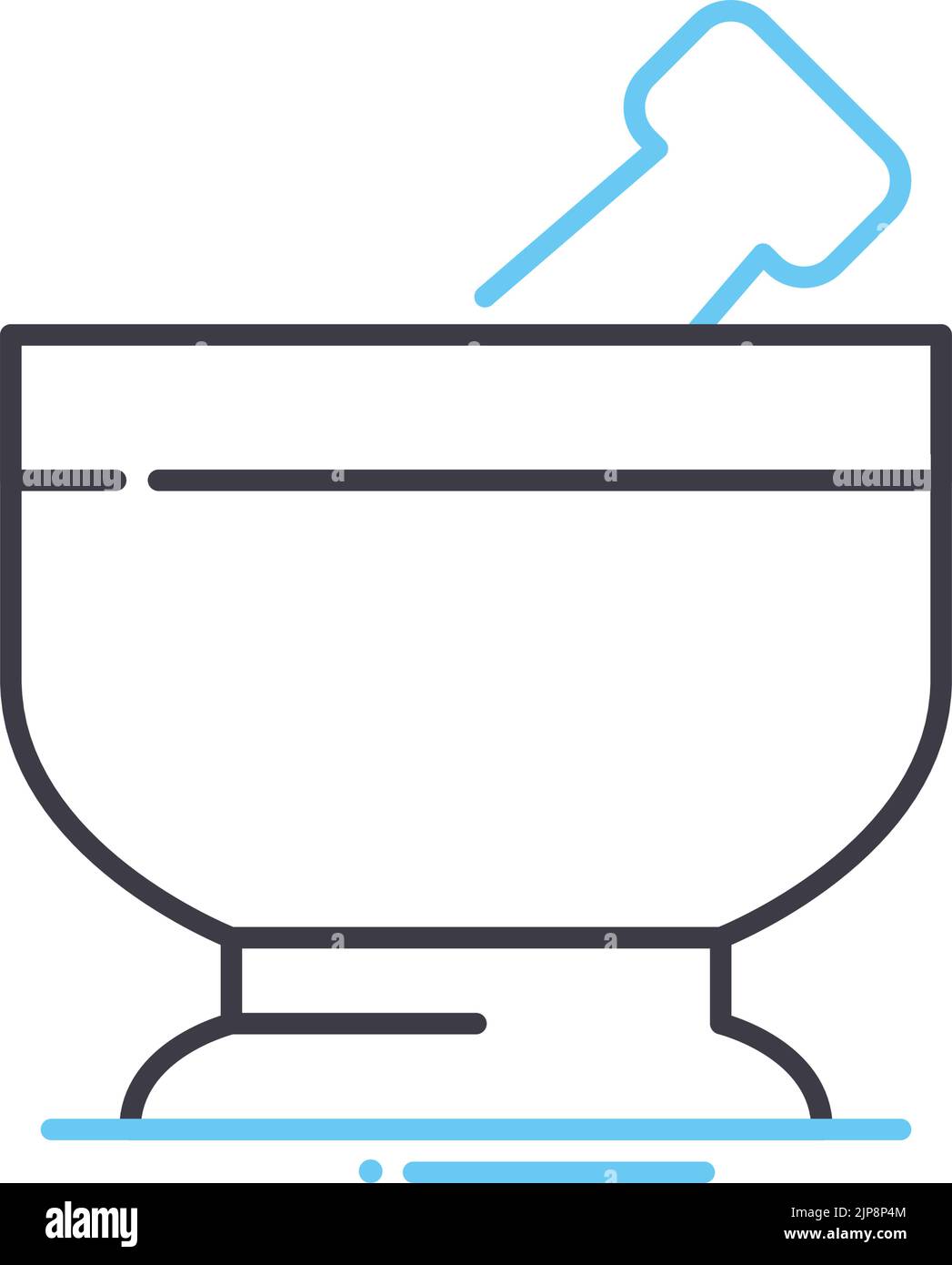 icône de ligne de mortier et de pilon, symbole de contour, illustration vectorielle, signe de concept Illustration de Vecteur