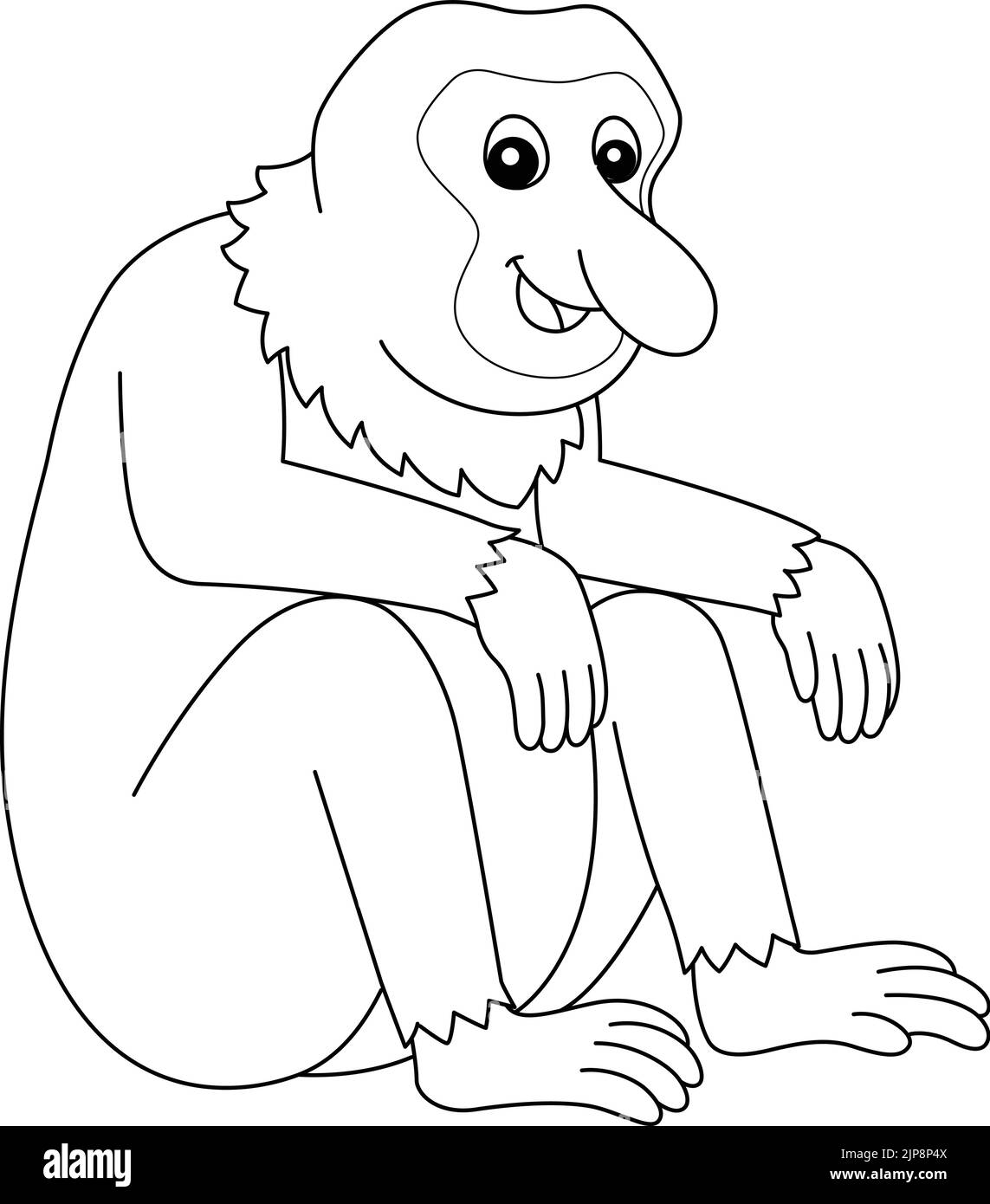 Proboscis Monkey Animal Isolated coloriage page Illustration de Vecteur