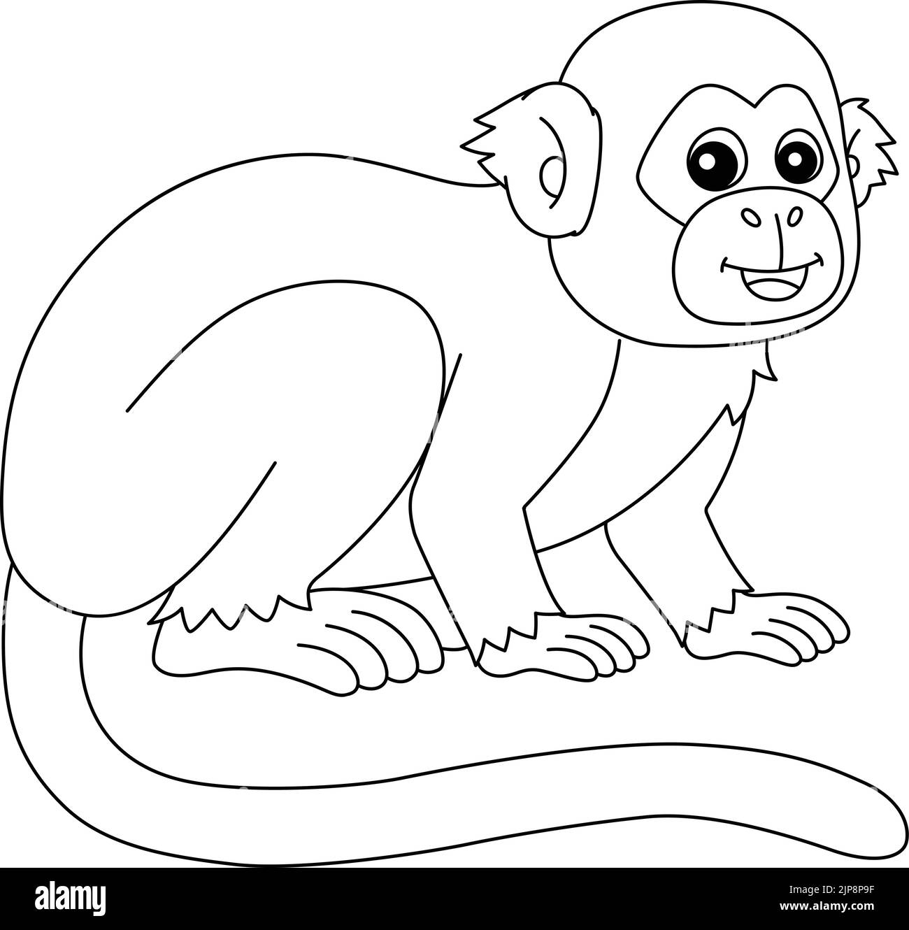 Page de coloriage isolée d'animal de singe d'écureuil Illustration de Vecteur