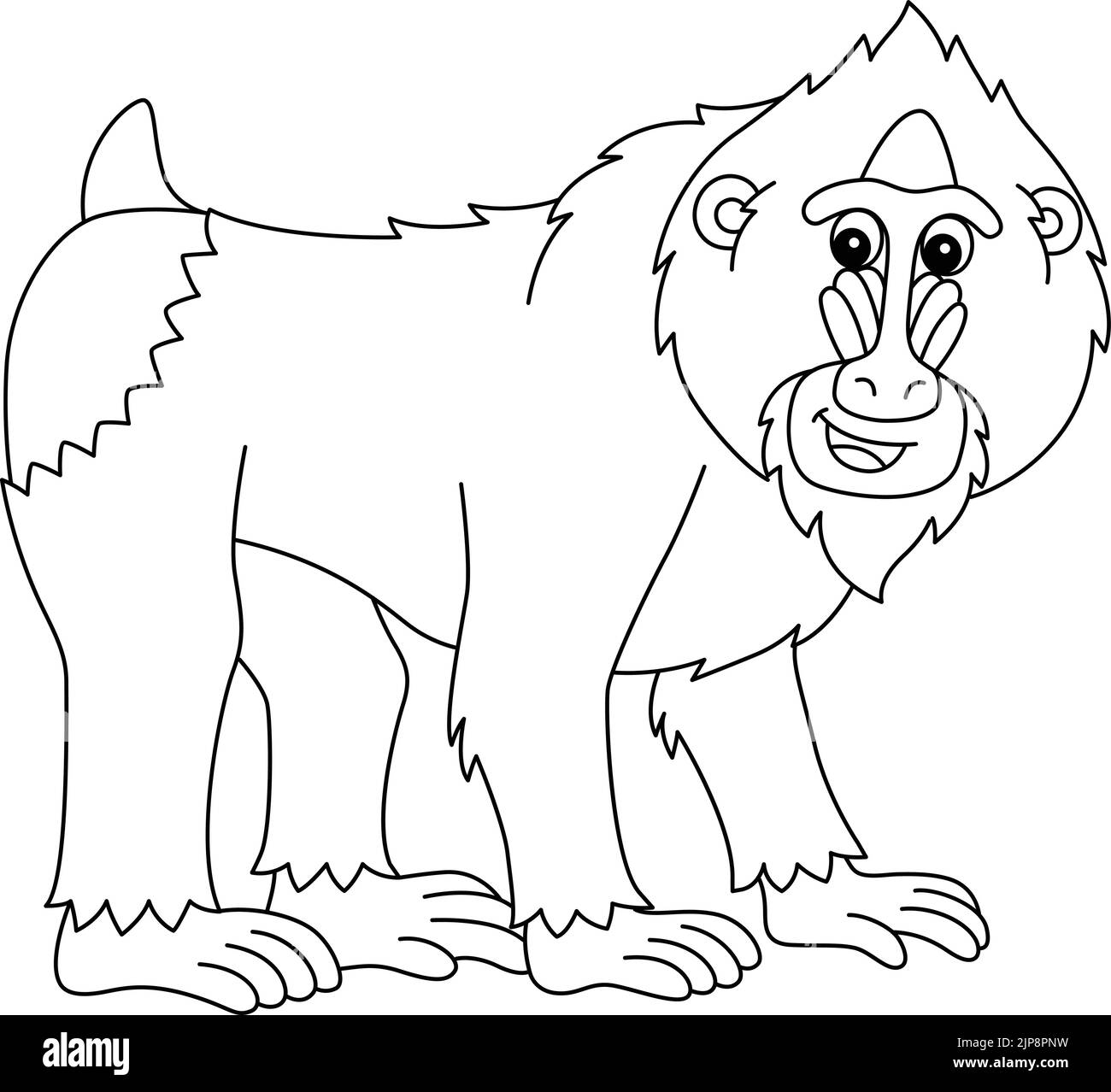 Mandrill Animal Isolated coloriage page pour enfants Illustration de Vecteur