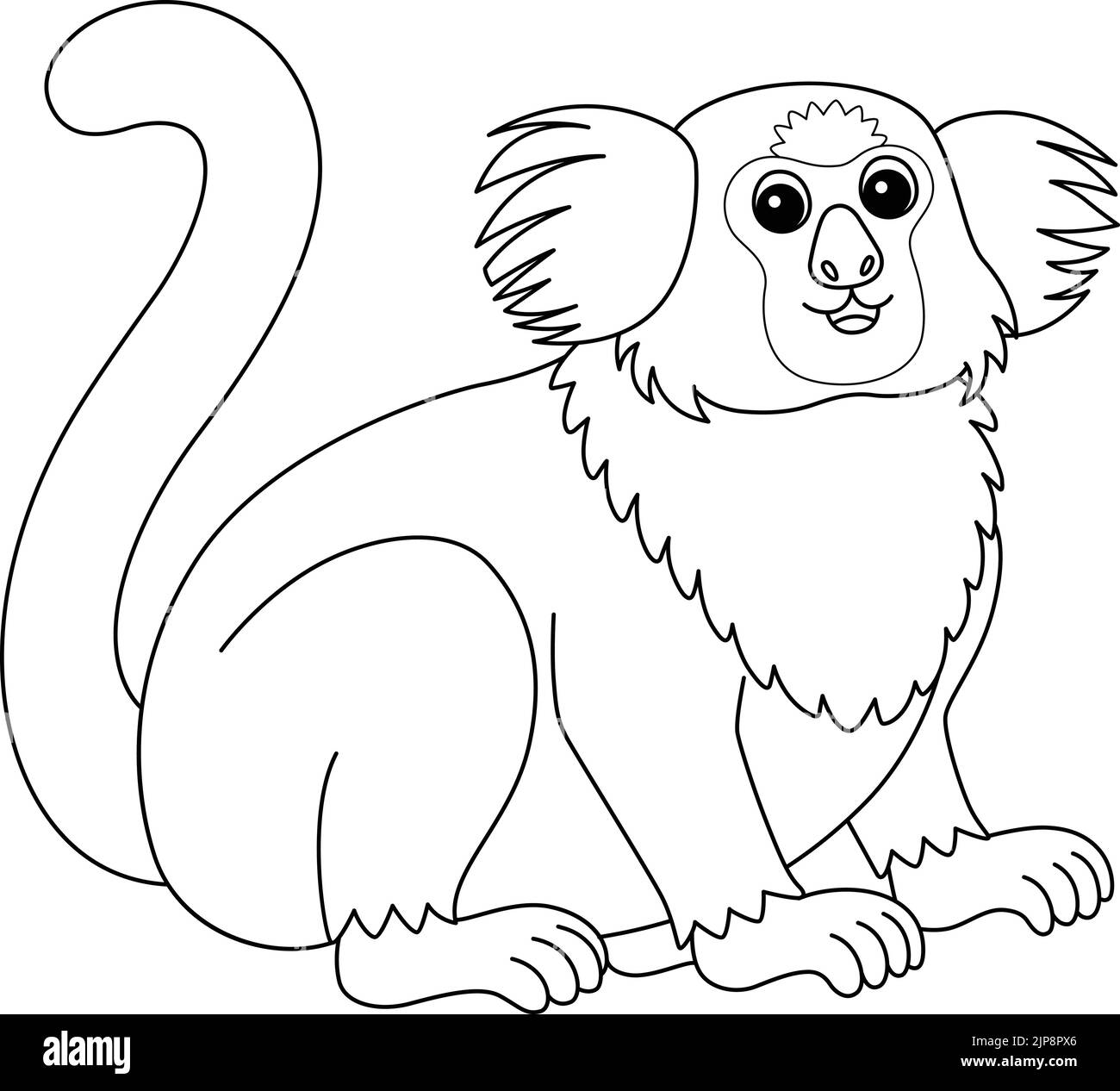 Marmoset Animal Isolated coloriage page pour enfants Illustration de Vecteur