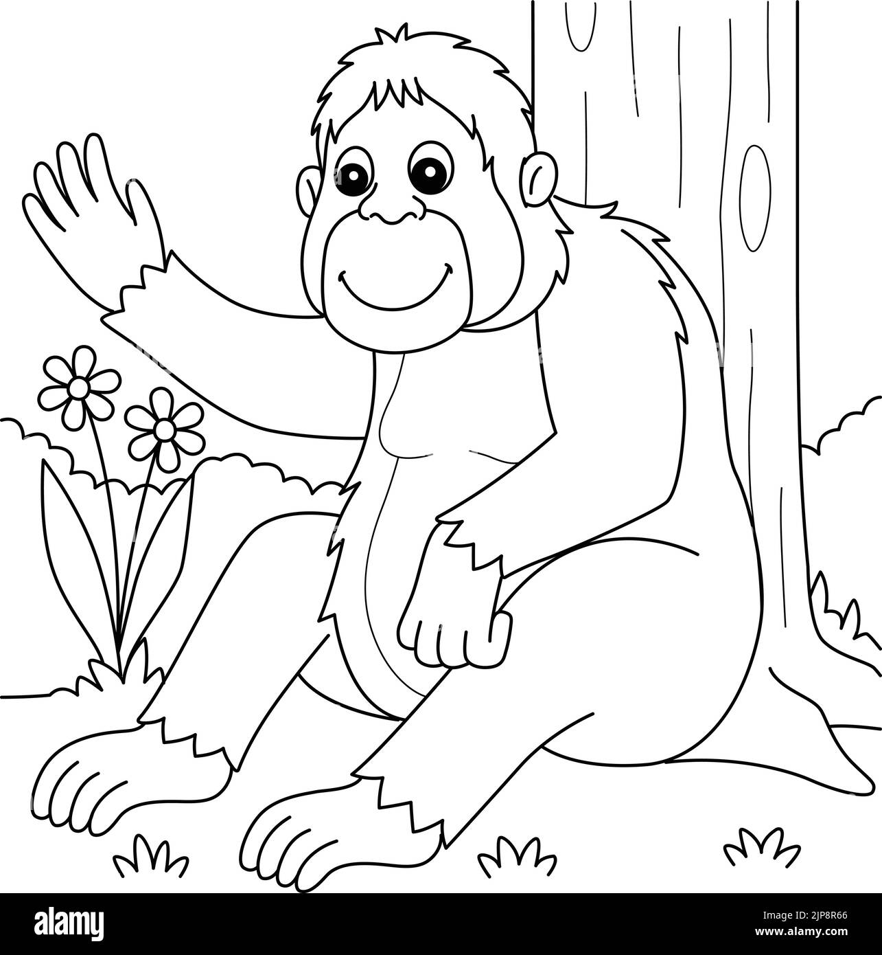 Orangutan page de coloriage pour les enfants Illustration de Vecteur