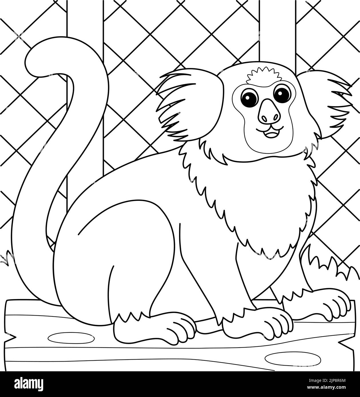 Page de coloriage pour animaux de Marmoset pour enfants Illustration de Vecteur