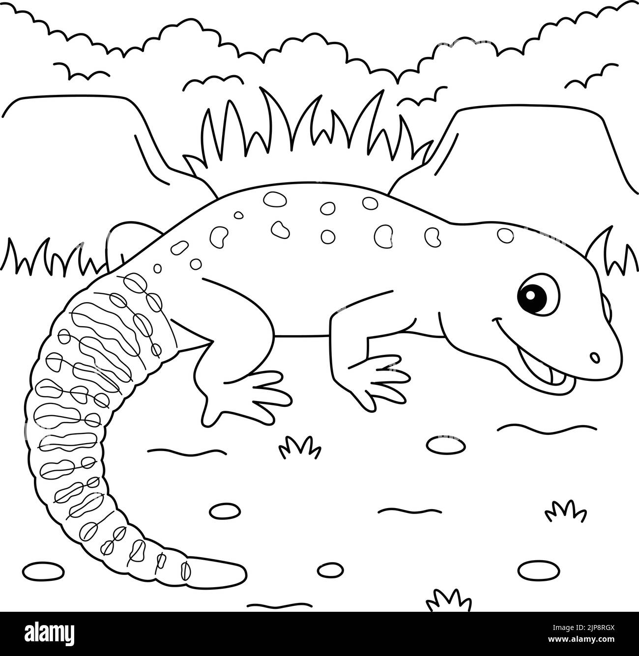 Page de coloriage pour animaux Leopard Gecko pour enfants Illustration de Vecteur