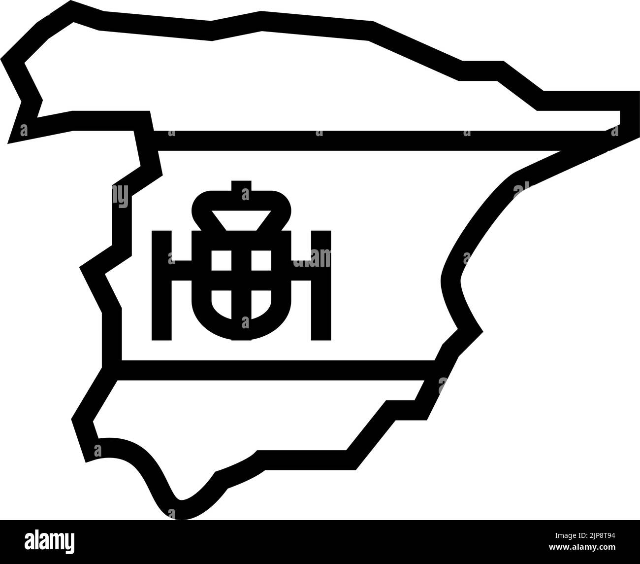 espagne carte de pays drapeau ligne icône illustration vectorielle Illustration de Vecteur