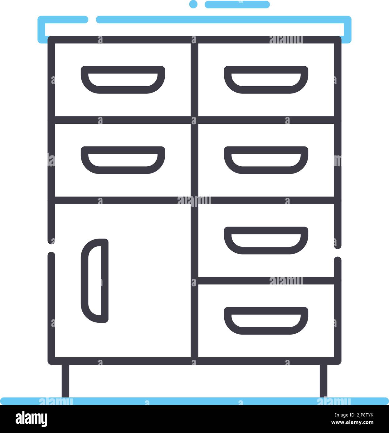 icône de ligne de l'armoire de stockage, symbole de contour, illustration vectorielle, signe de concept Illustration de Vecteur