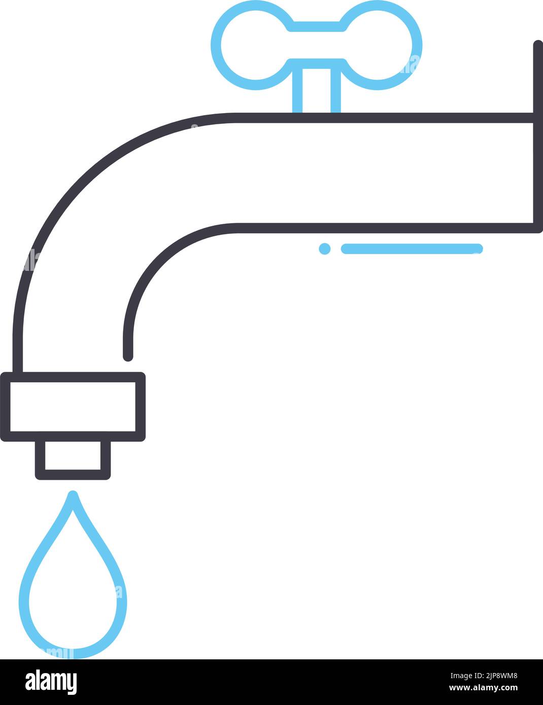 icône de la ligne d'eau du robinet, symbole de contour, illustration ...