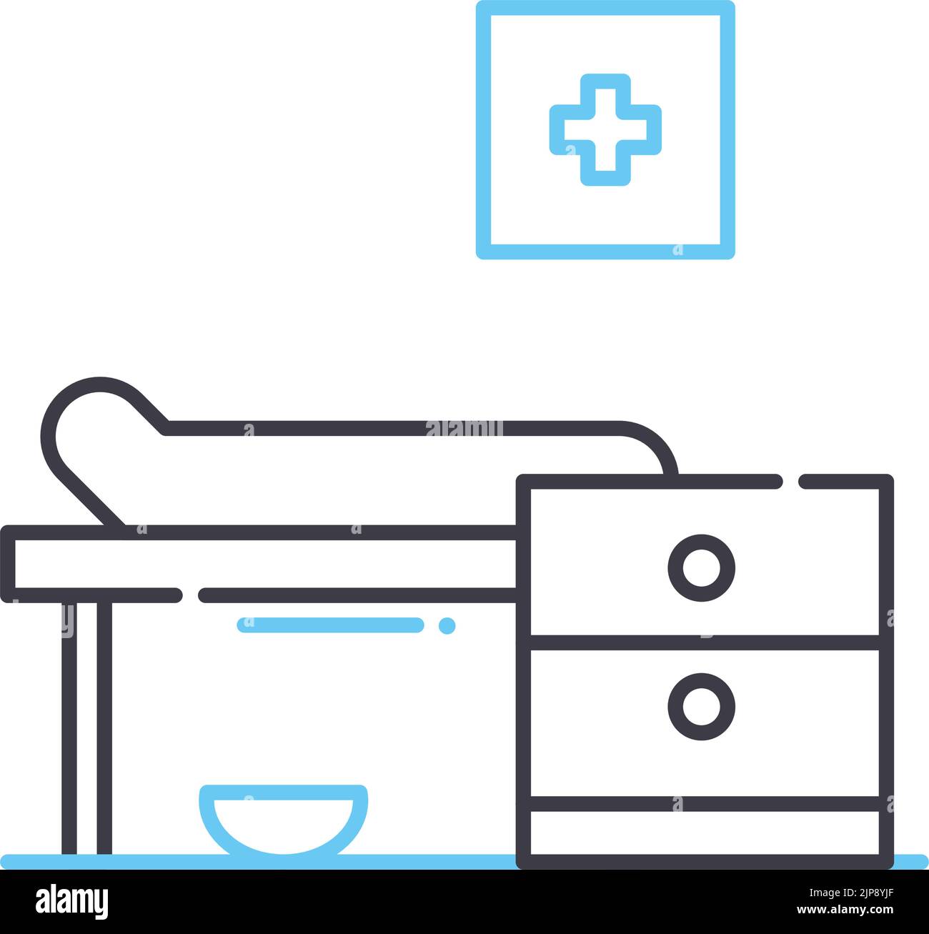 icône de ligne de la chambre d'hôpital, symbole de contour, illustration vectorielle, signe de concept Illustration de Vecteur