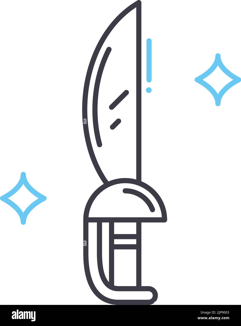 icône de ligne d'épée pirate, symbole de contour, illustration vectorielle, signe de concept Illustration de Vecteur