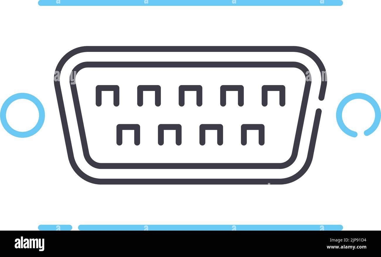 icône de rs232 lignes, symbole de contour, illustration vectorielle, signe de concept Illustration de Vecteur