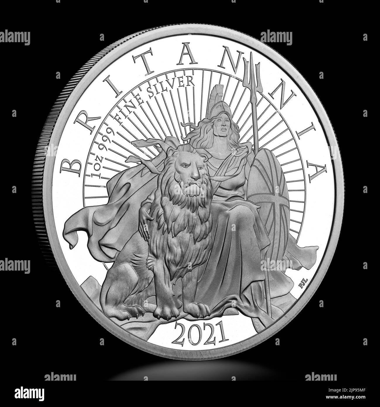 2021 Reverse de pièces Britannia Silver Proof Banque D'Images