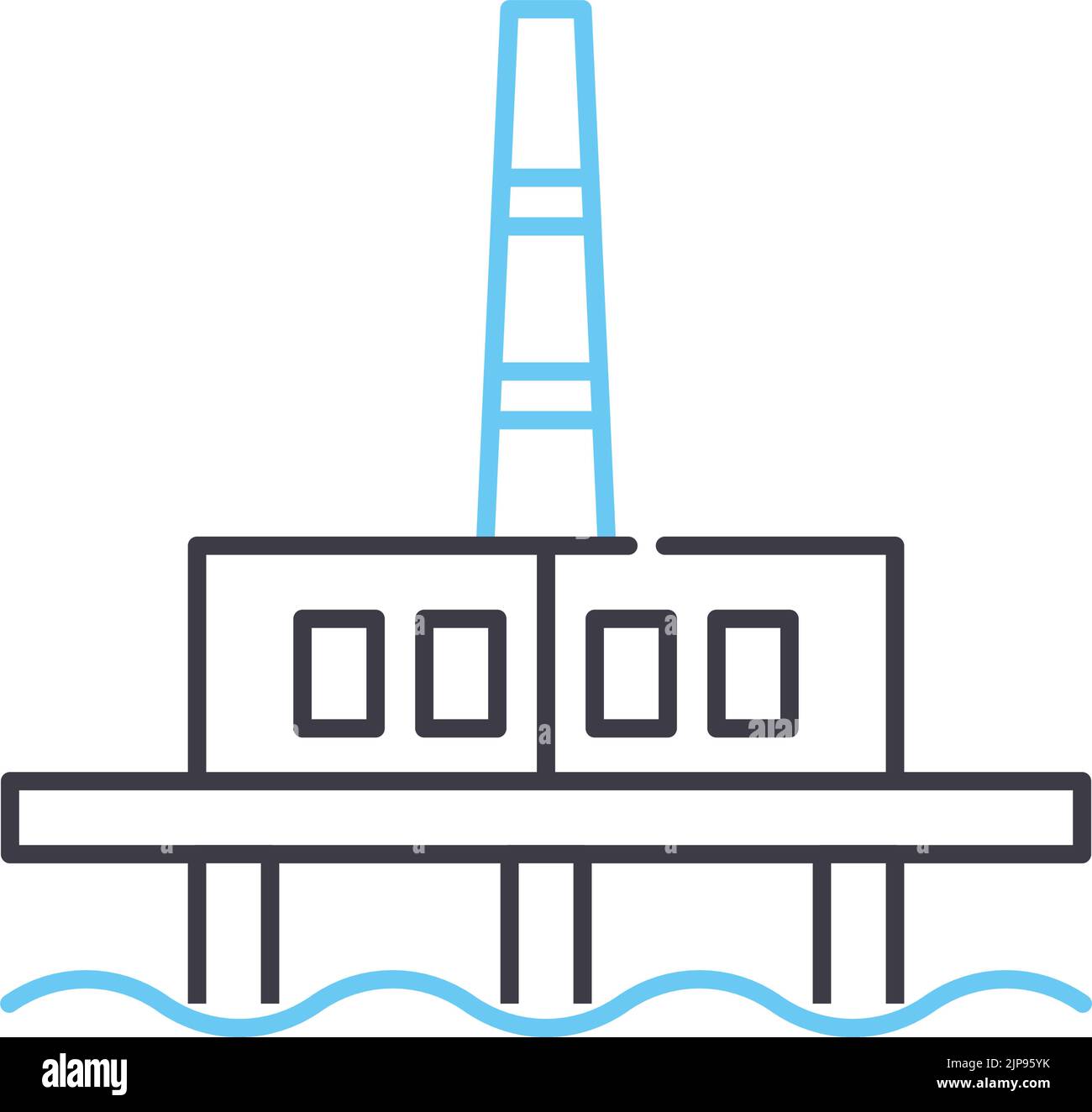 icône de ligne de plate-forme d'huile offshore, symbole de contour, illustration vectorielle, signe de concept Illustration de Vecteur