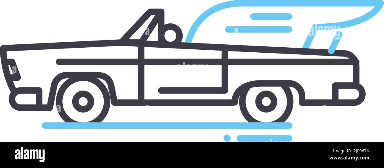 icône de ligne de voiture hip hop, symbole de contour, illustration vectorielle, signe de concept Illustration de Vecteur