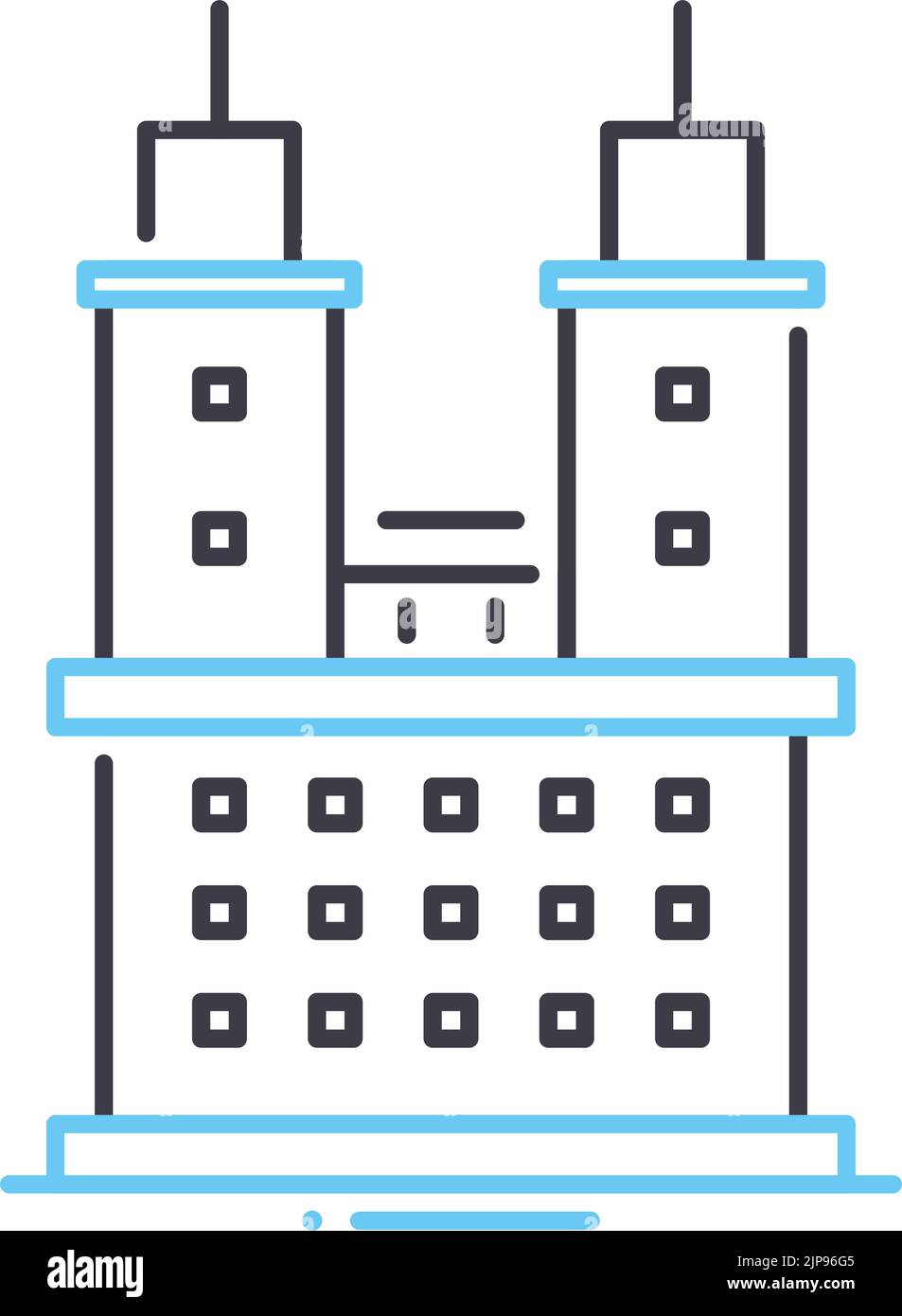 icône de ligne de construction de la tour, symbole de contour, illustration vectorielle, signe de concept Illustration de Vecteur