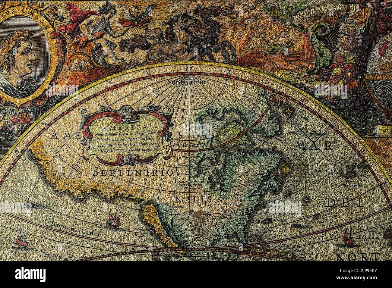 Carte du monde antique faite par H. Hondeus en 1630 Banque D'Images