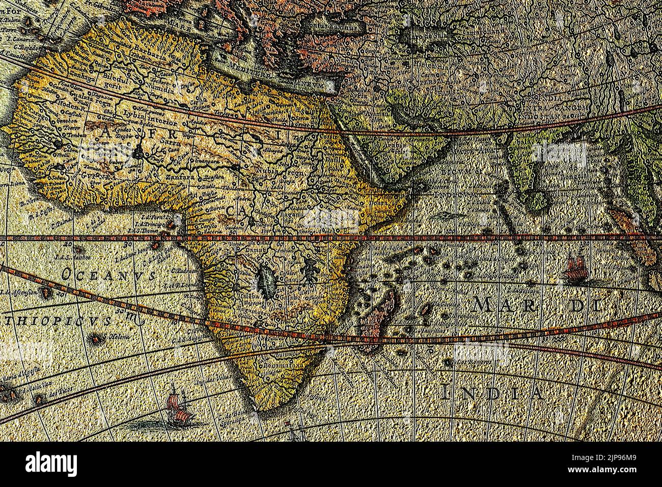 Carte du monde antique faite par H. Hondeus en 1630 Banque D'Images