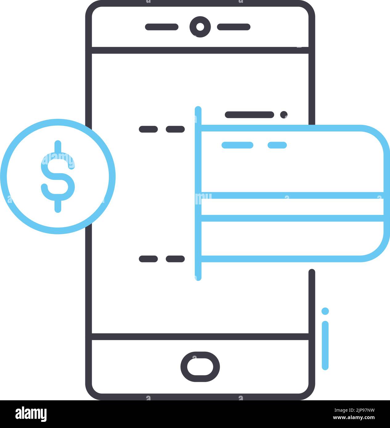 icône de ligne de service de paiement mobile, symbole de contour, illustration de vecteur, signe de concept Illustration de Vecteur