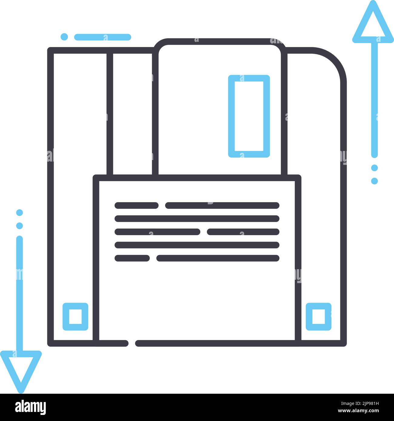 enregistrer l'icône de ligne de données, le symbole de contour, l'illustration vectorielle, le signe de concept Illustration de Vecteur