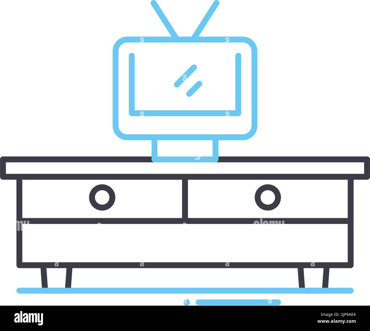 icône de ligne de table tv, symbole de contour, illustration vectorielle, signe de concept Illustration de Vecteur