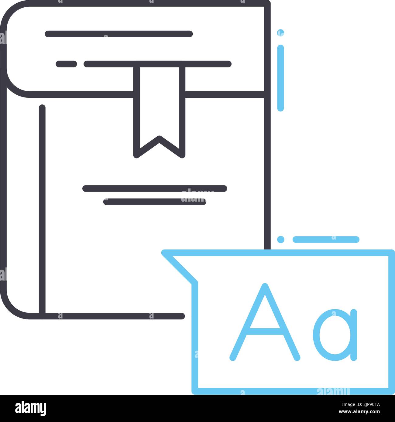 icône de ligne de vocabulaire, symbole de contour, illustration vectorielle, signe de concept Illustration de Vecteur