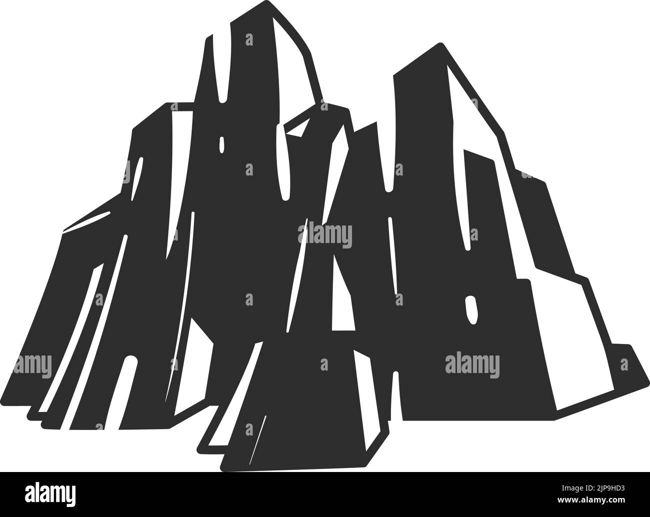 Formation naturelle de roches. Bloc de pierres hautes. Symbole de géologie Illustration de Vecteur