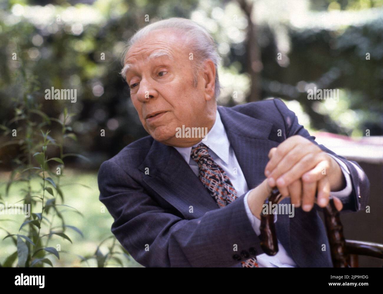 L'écrivain argentin Jorge Luis Borges (Milan, juin 1980) Banque D'Images