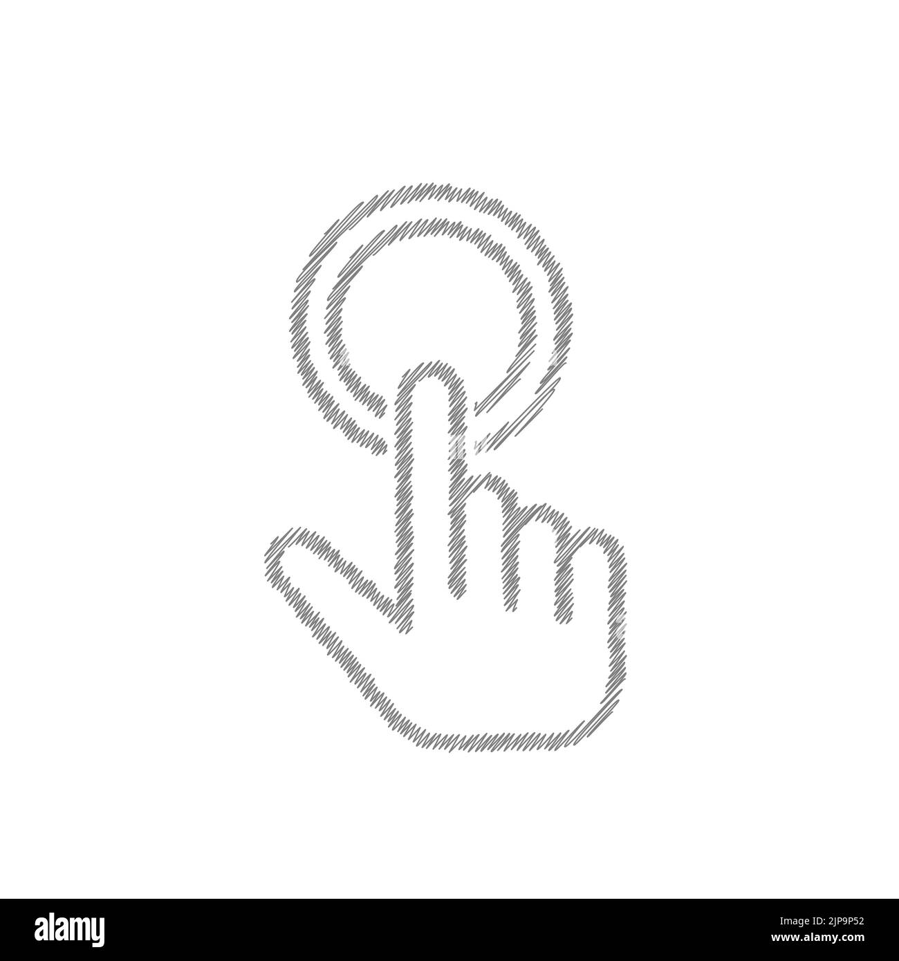 Appuyez avec le doigt sur le bouton esquisse de l'icône de vecteur gris Illustration de Vecteur