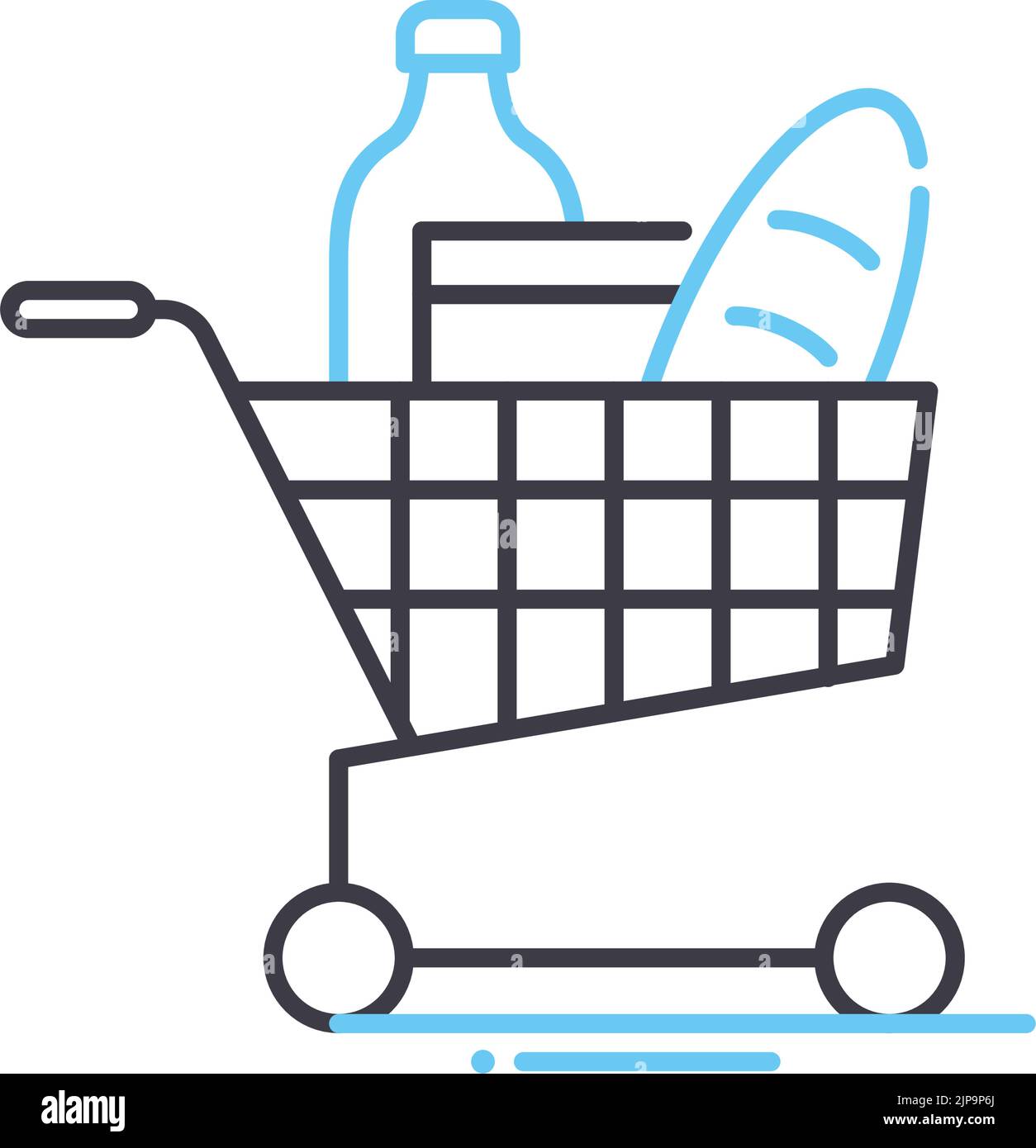 icône de ligne de panier d'épicerie, symbole de contour, illustration vectorielle, signe de concept Illustration de Vecteur