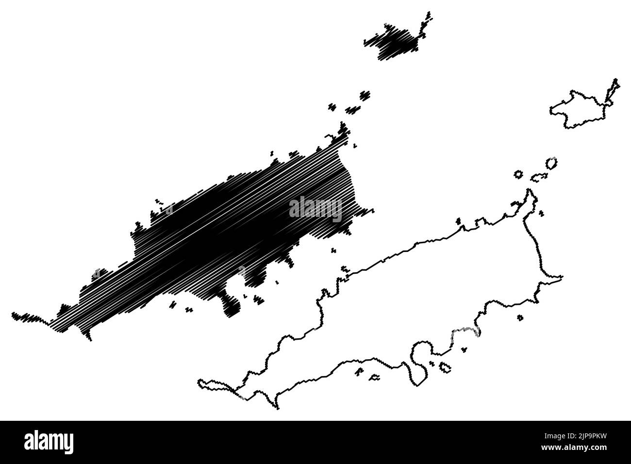 Île de Fernando de Noronha (République fédérative du Brésil, Amérique du Sud et Amérique latine) carte illustration vectorielle, schéma de gribouillage carte Ilha rata Illustration de Vecteur