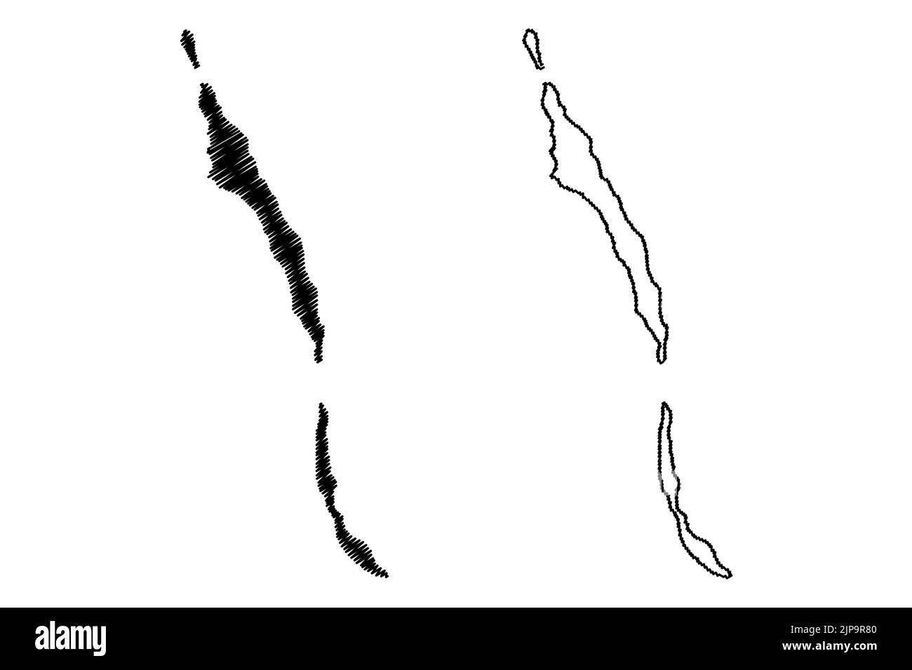 Îles Desertas (Archipel de Madère, Portugal, République portugaise) carte illustration vectorielle, scribble sketch Ilis Deserta Grande, Bugio et Chao is Illustration de Vecteur