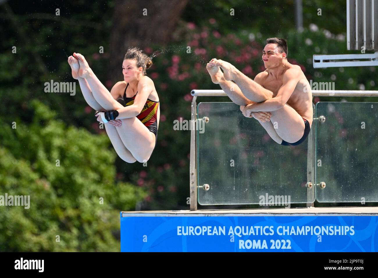 Rome, Italie, 16 août 2022. Lou Massemberg (GER) Elena Wassen (GER) lors des Championnats d'Europe de l'AQUISTATION Rome 2022 au Foro Italico le 16 août 2022. Banque D'Images