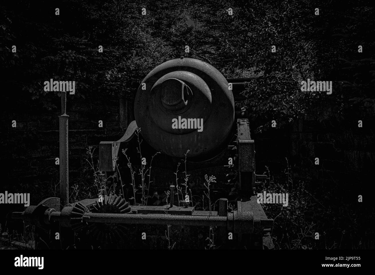 10 pouces, 18 tonnes, Mk. II fusil mouzzloading avec anneau de traverse de type Millar, n° 1, monté sur un chariot de traversée en fer. Banque D'Images