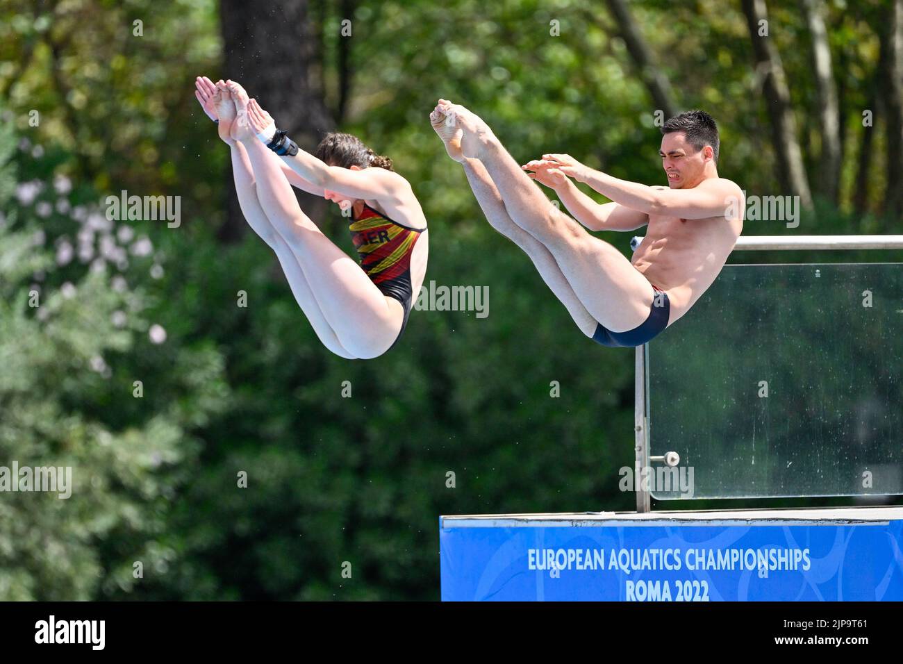 Rome, Italie, 16 août 2022. Lou Massemberg (GER) Elena Wassen (GER) lors des Championnats d'Europe de l'AQUISTATION Rome 2022 au Foro Italico le 16 août 2022. Banque D'Images