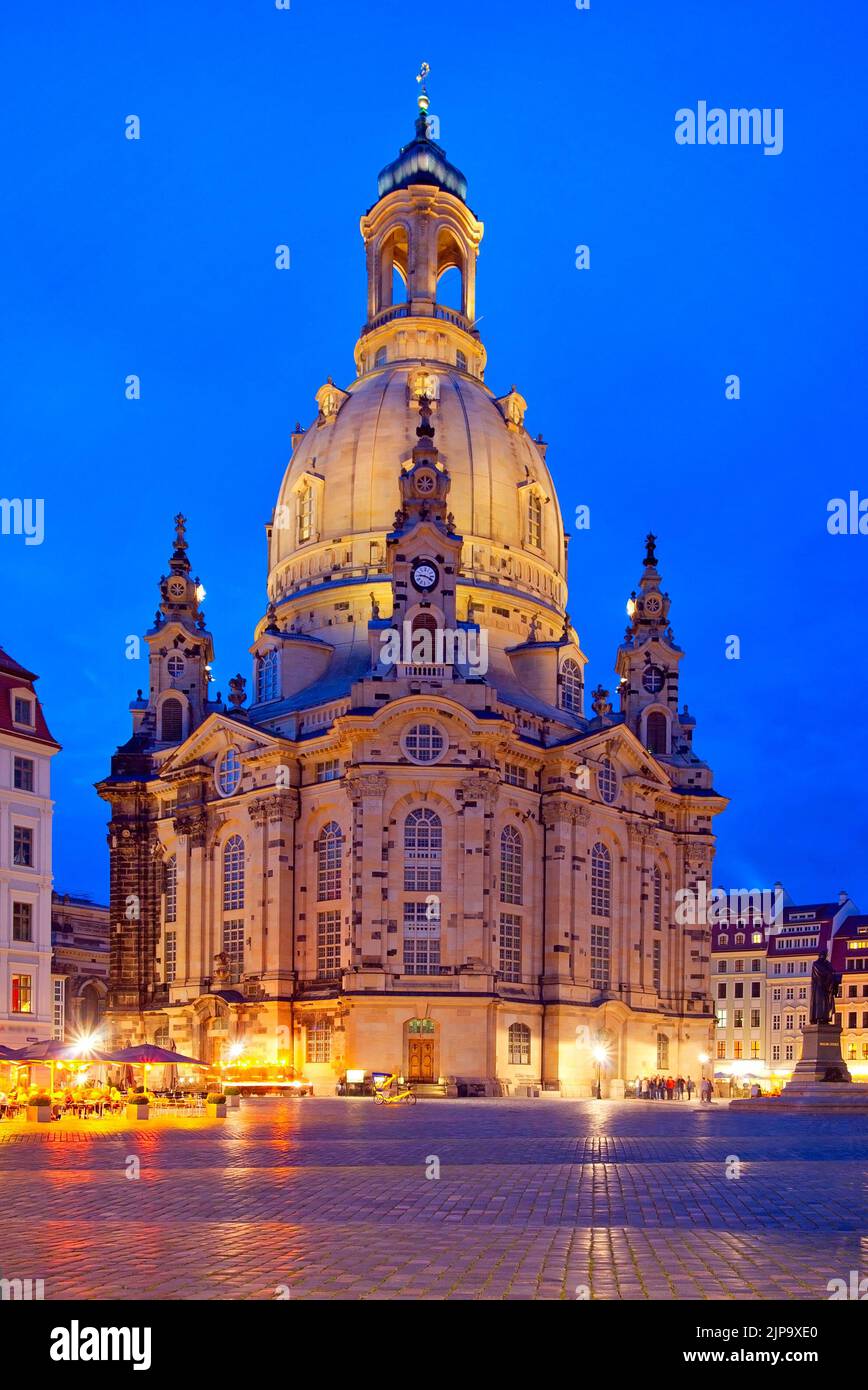 La vieille ville de Dresde au crépuscule, Saxe, Allemagne Banque D'Images