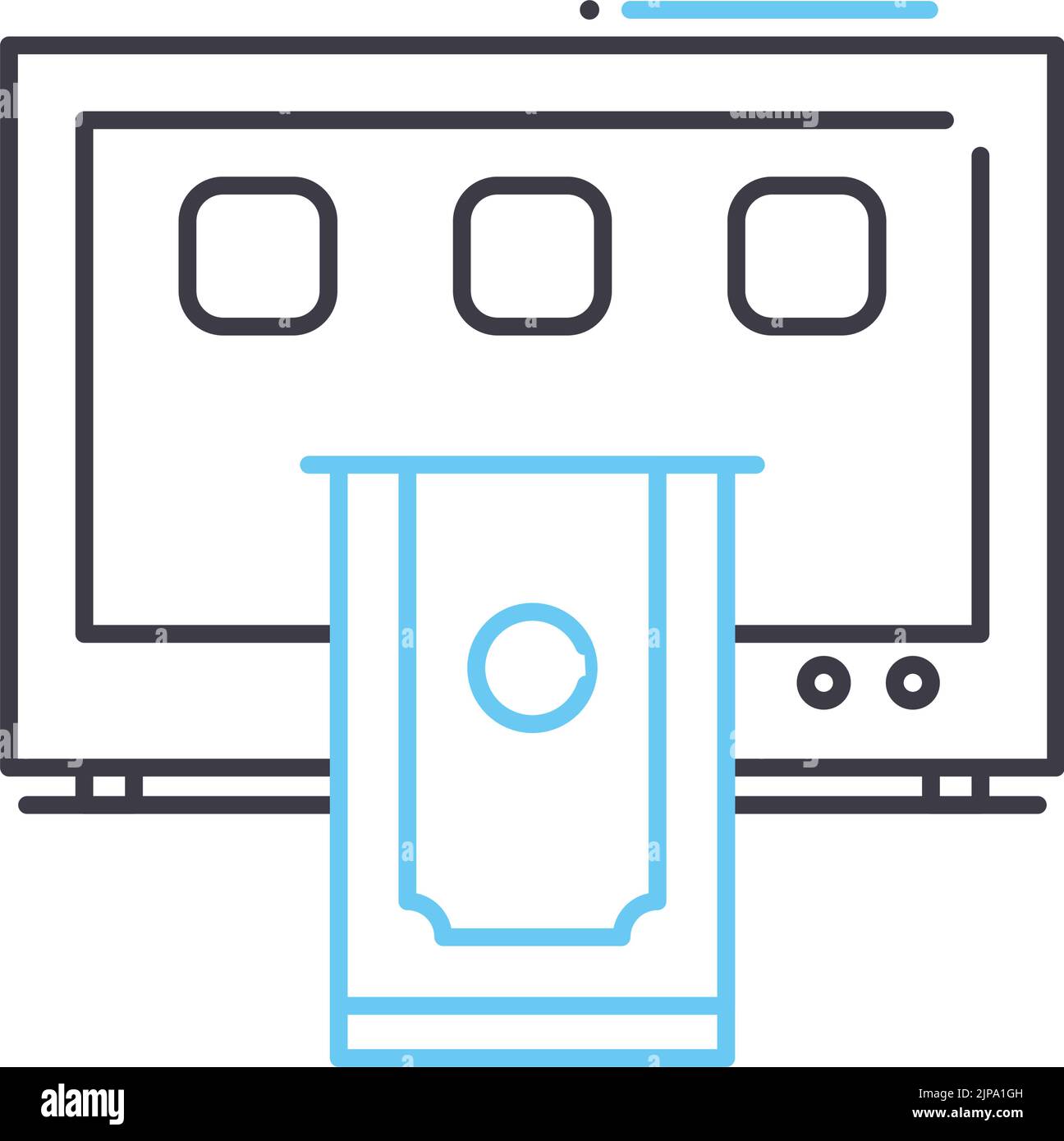 icône de ligne de paiement de l'ordinateur portable, symbole de contour, illustration vectorielle, signe de concept Illustration de Vecteur