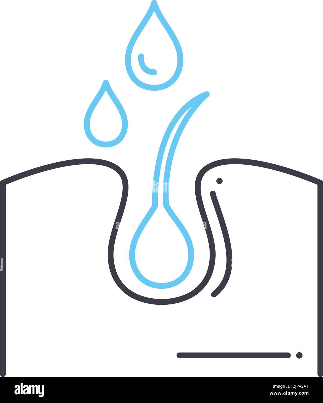 icône de la ligne de traitement des cheveux et du cuir chevelu, symbole de contour, illustration vectorielle, signe de concept Illustration de Vecteur