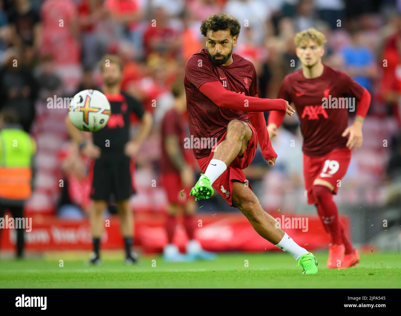 15 août 2022 - Liverpool v Crystal Palace - Premier League - Mohamed Salah d'Anfield Liverpool pendant le match de Premier League à Anfield. Image : Mark pain / Alamy Live News Banque D'Images