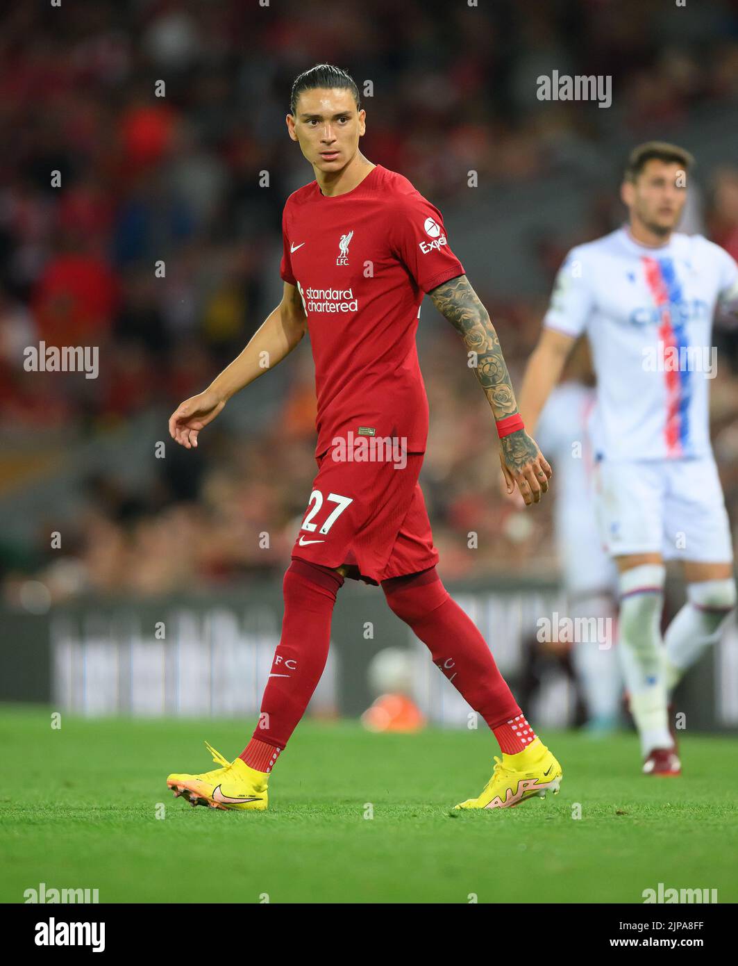 15 août 2022 - Liverpool v Crystal Palace - Premier League - Anfield Darwin Nunez de Liverpool pendant le match à Anfield. Image : Mark pain / Alamy Live News Banque D'Images