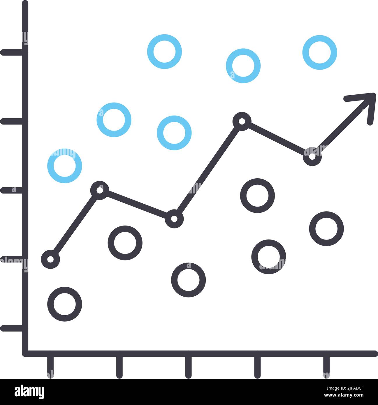 icône de ligne d'analyse de régression, symbole de contour, illustration de vecteur, signe de concept Illustration de Vecteur