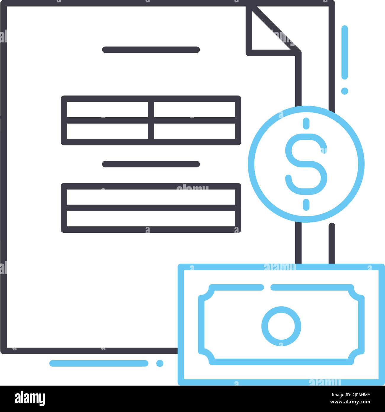 icône de ligne de paiement de facture, symbole de contour, illustration vectorielle, signe de concept Illustration de Vecteur