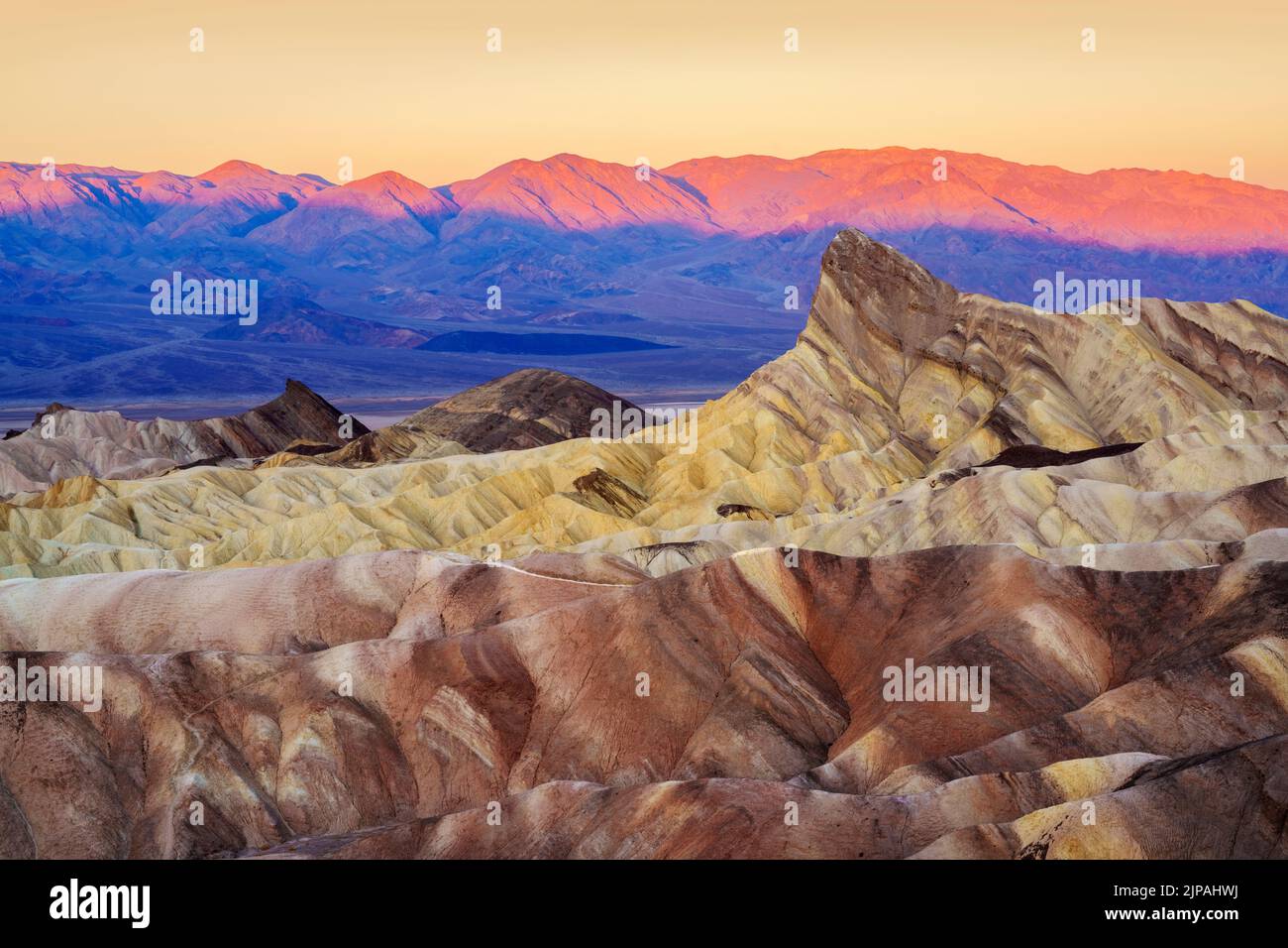 Sunrise,Zabriskie point, Parc national de la Vallée de la mort, Californie, Amérique du Nord, États-Unis Banque D'Images