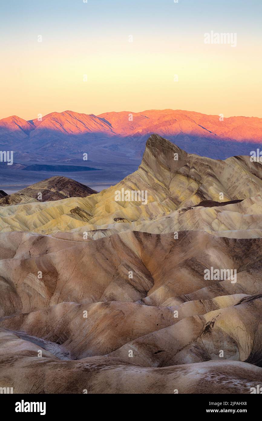 Sunrise,Zabriskie point, Parc national de la Vallée de la mort, Californie, Amérique du Nord, États-Unis Banque D'Images