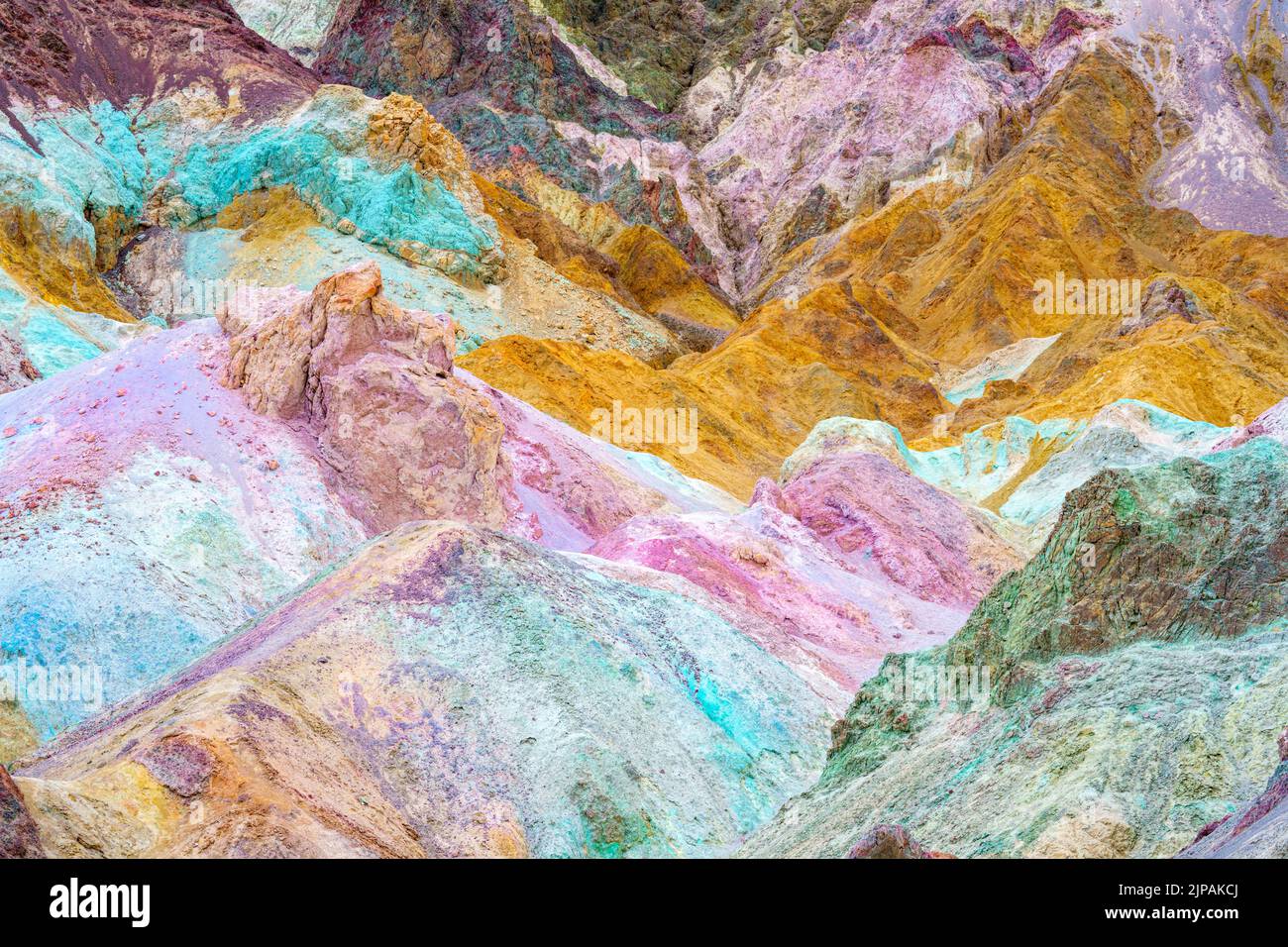 Artistes Palette colorée, Bad Lands Artists Drive Parc national de la Vallée de la mort, Californie, Amérique du Nord, États-Unis Banque D'Images