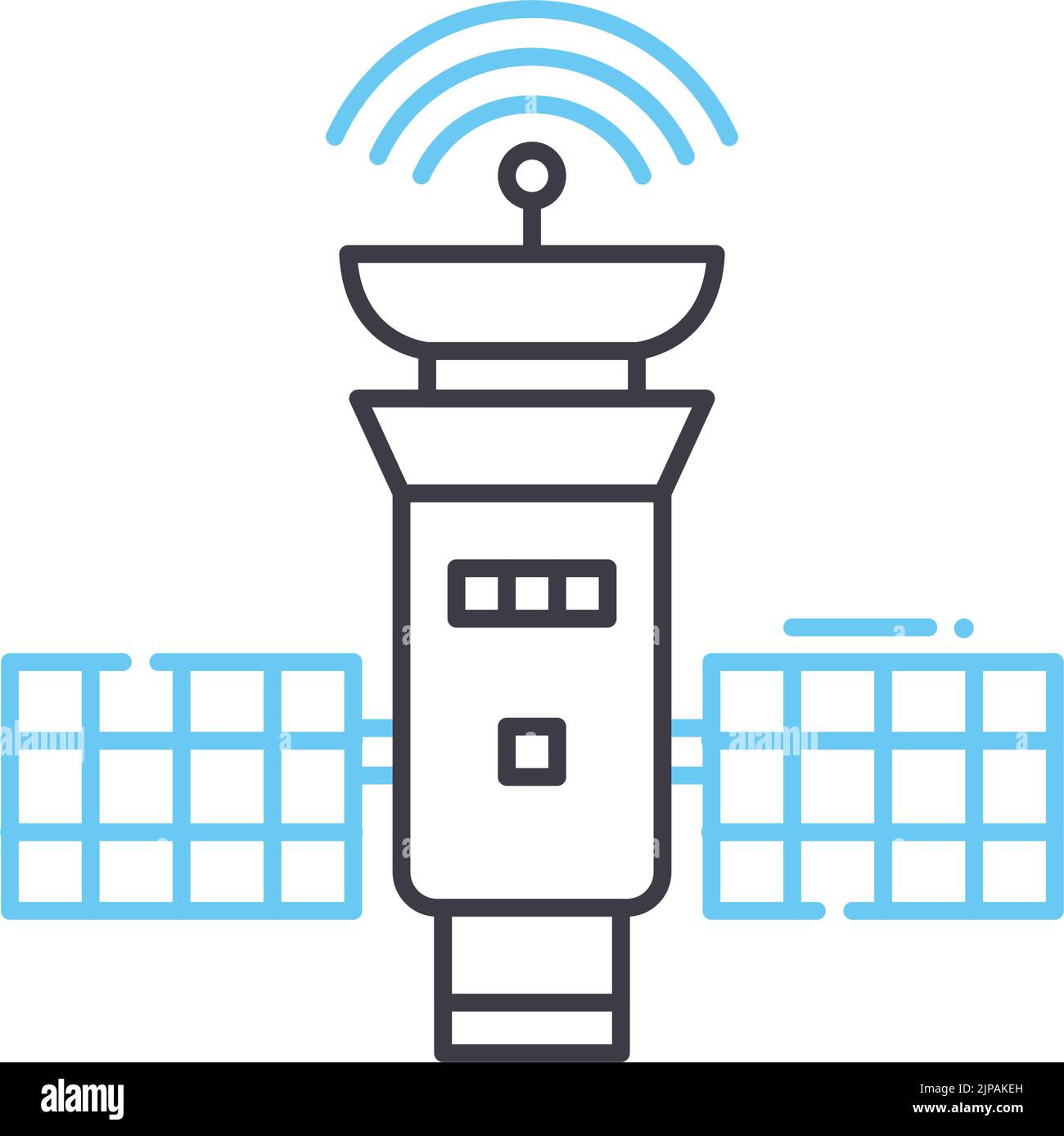 icône de ligne satellite, symbole de contour, illustration vectorielle, signe de concept Illustration de Vecteur