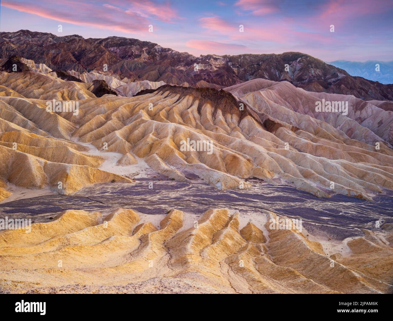 Sunrise,Zabriskie point, Parc national de la Vallée de la mort, Californie, Amérique du Nord, États-Unis Banque D'Images