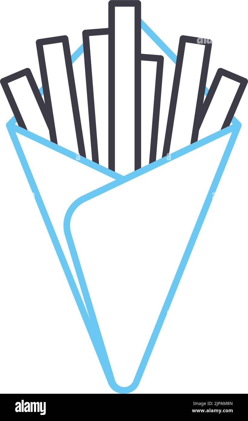 icône de ligne de frites, symbole de contour, illustration vectorielle, signe de concept Illustration de Vecteur